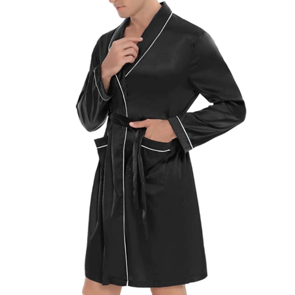 Mens Silky Satin Lounge Robe