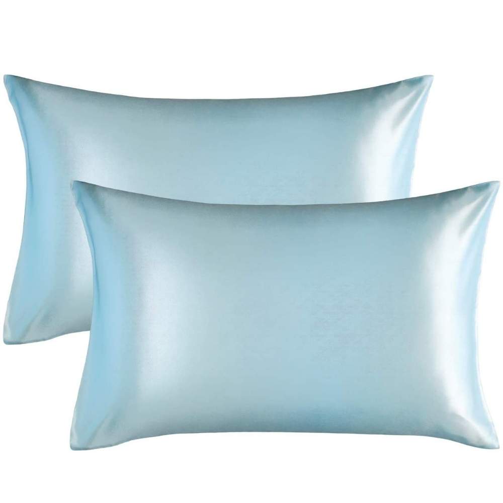 buy light blue satin pillow cases
